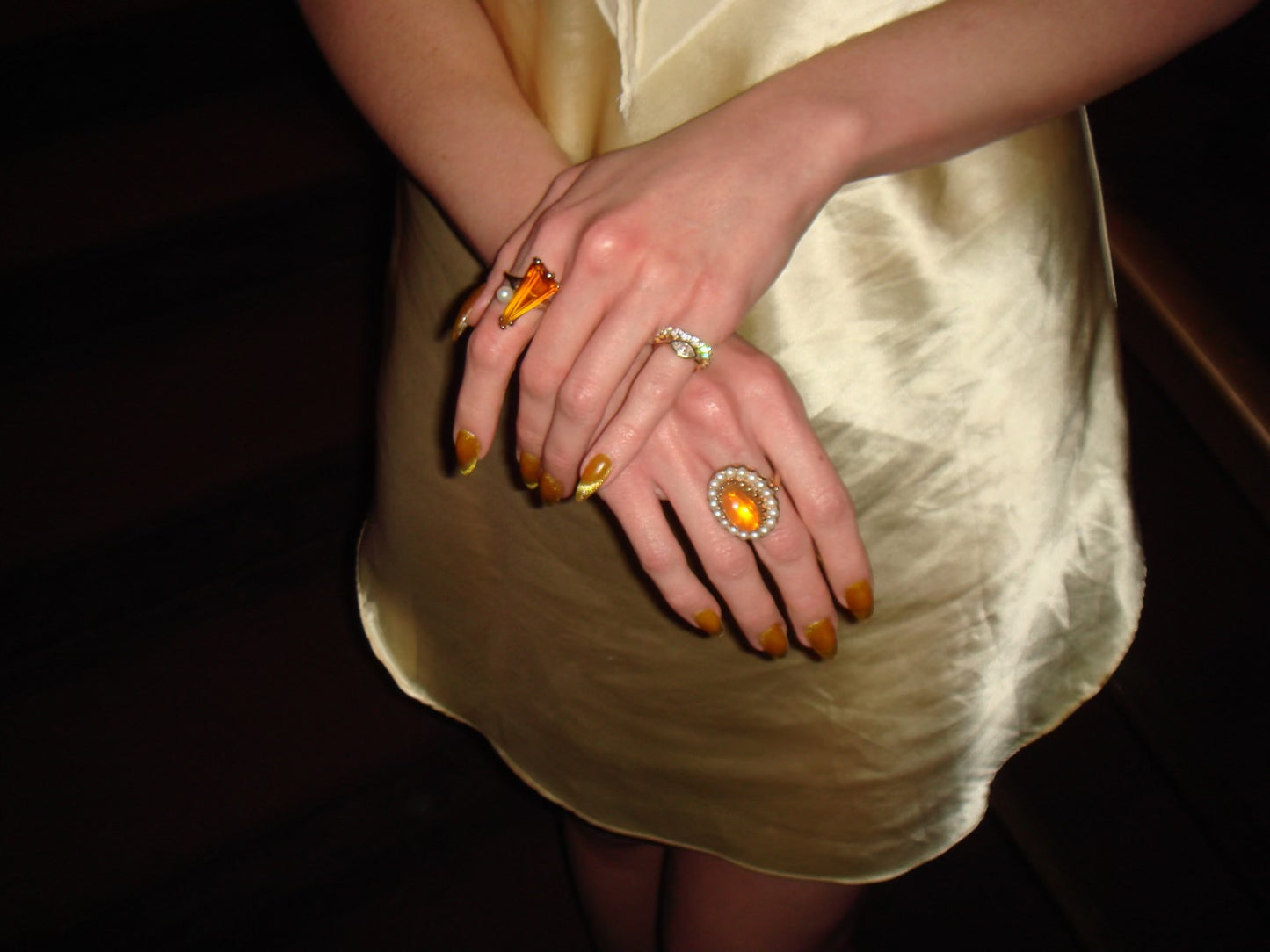 Vintage Citrine & Pearl Ring 10K Yellow Gold