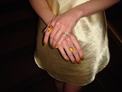 Vintage Citrine & Pearl Ring 10K Yellow Gold