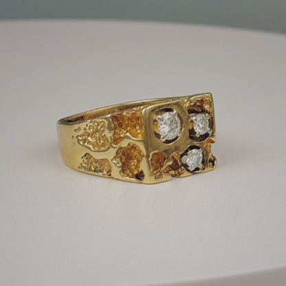 Nugget 14K Gold Diamond Ring