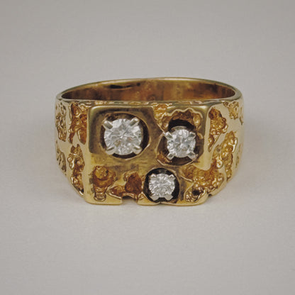 Nugget 14K Gold Diamond Ring