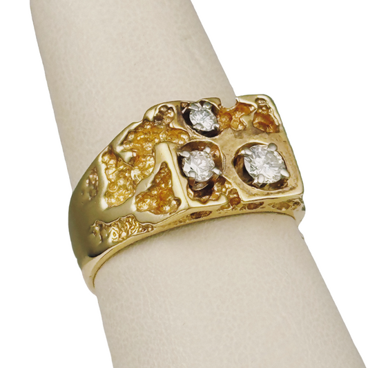 Nugget 14K Gold Diamond Ring