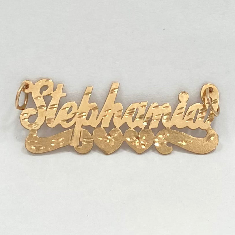 Diamond Cut Nameplate with Double Heart Underscore