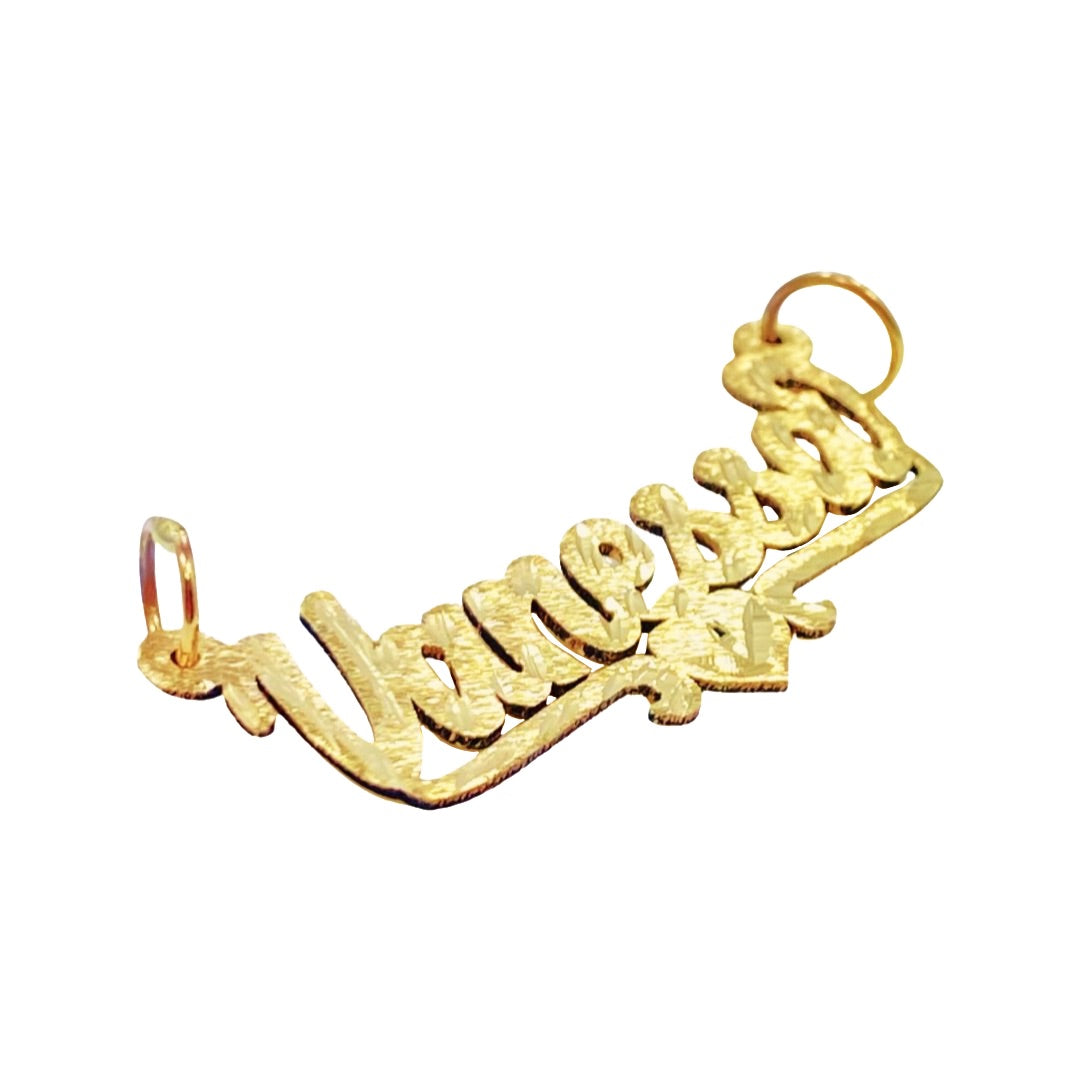 Heart Style Diamond Cut Script Nameplate